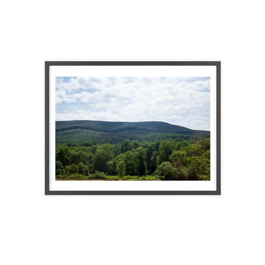 Framed Mountain Landscape Poster — Scenic Forest Hills Wall Art