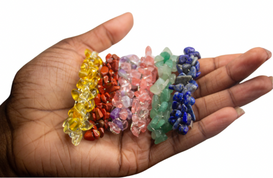 Six crystal wrapped french barrettes, Yellow Jade, Red Jasper, Amethyst, Rose Quartz, Green Aventurine, Lapis Lazuli