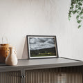 Framed Landscape Poster — Moody Countryside Wall Art with Wooden Frame