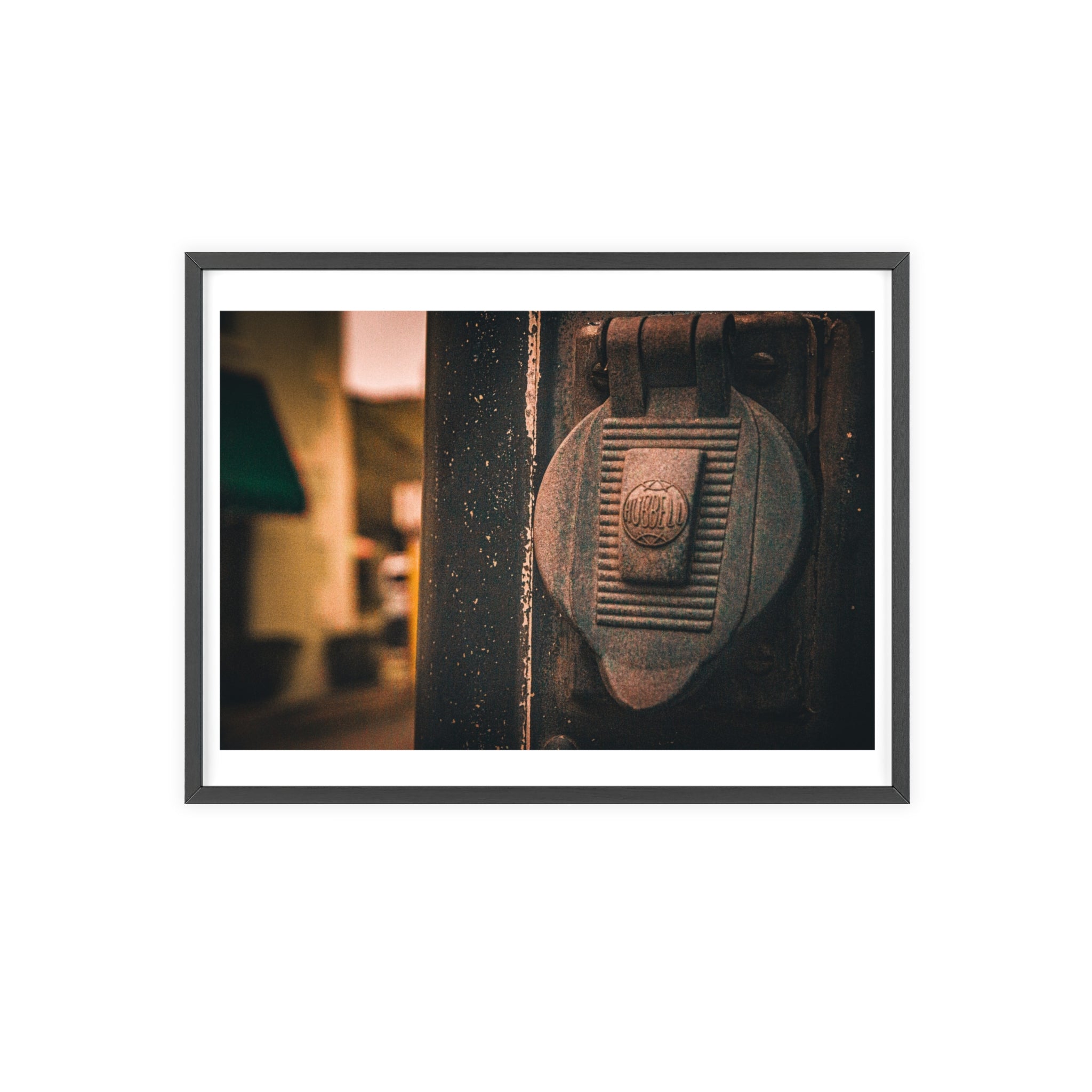 Vintage Door Lock Photo Print — Framed Wooden Poster for Rustic Home Decor