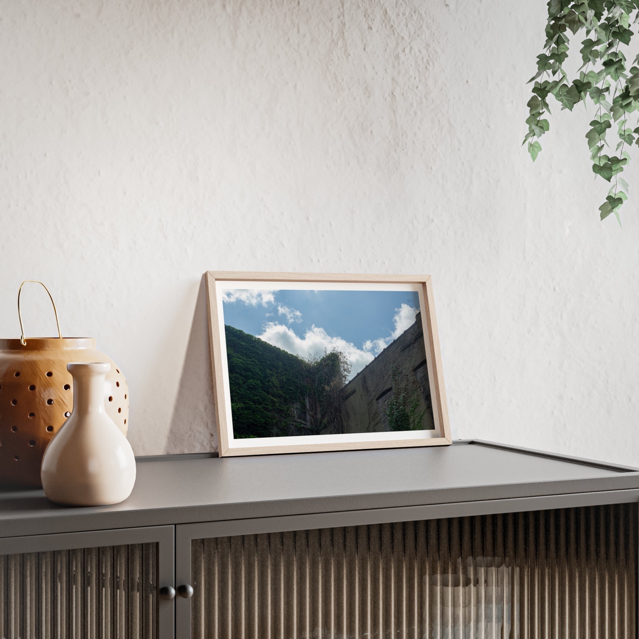 Framed Landscape Photo Poster — Sky & Ruins Wooden Frame Wall Art