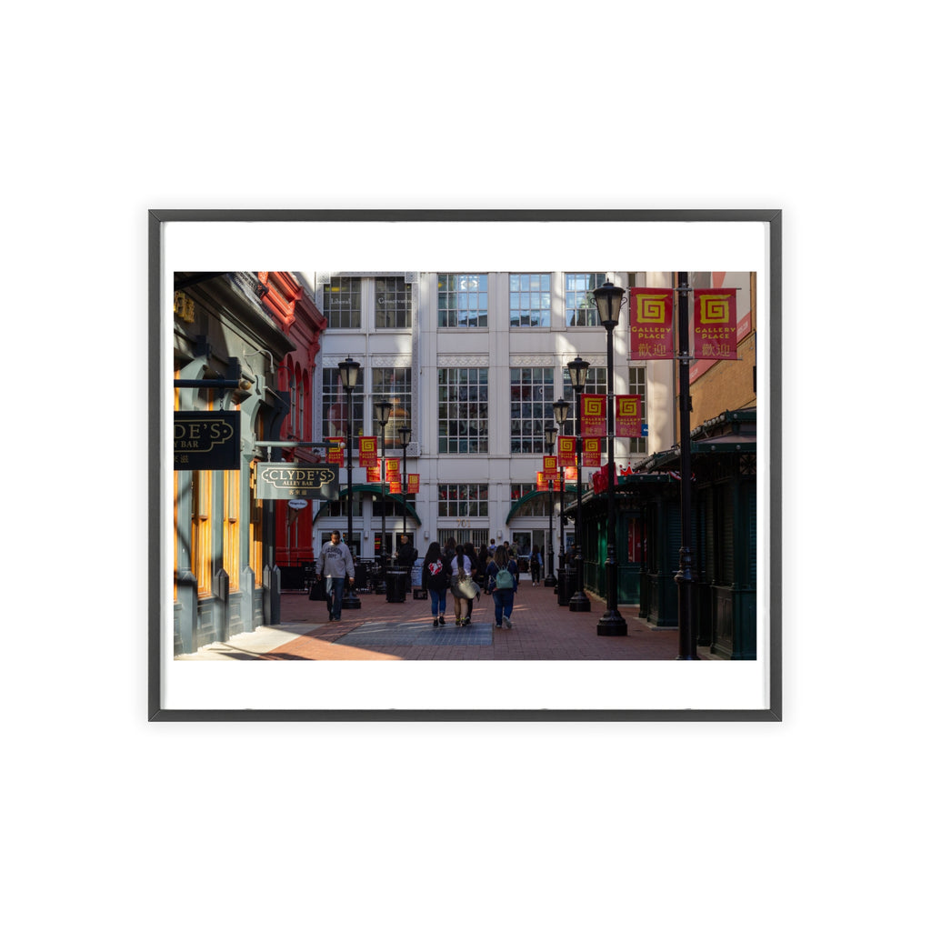 Framed Street Scene Poster – Urban Alleyway Print with Wooden Frame