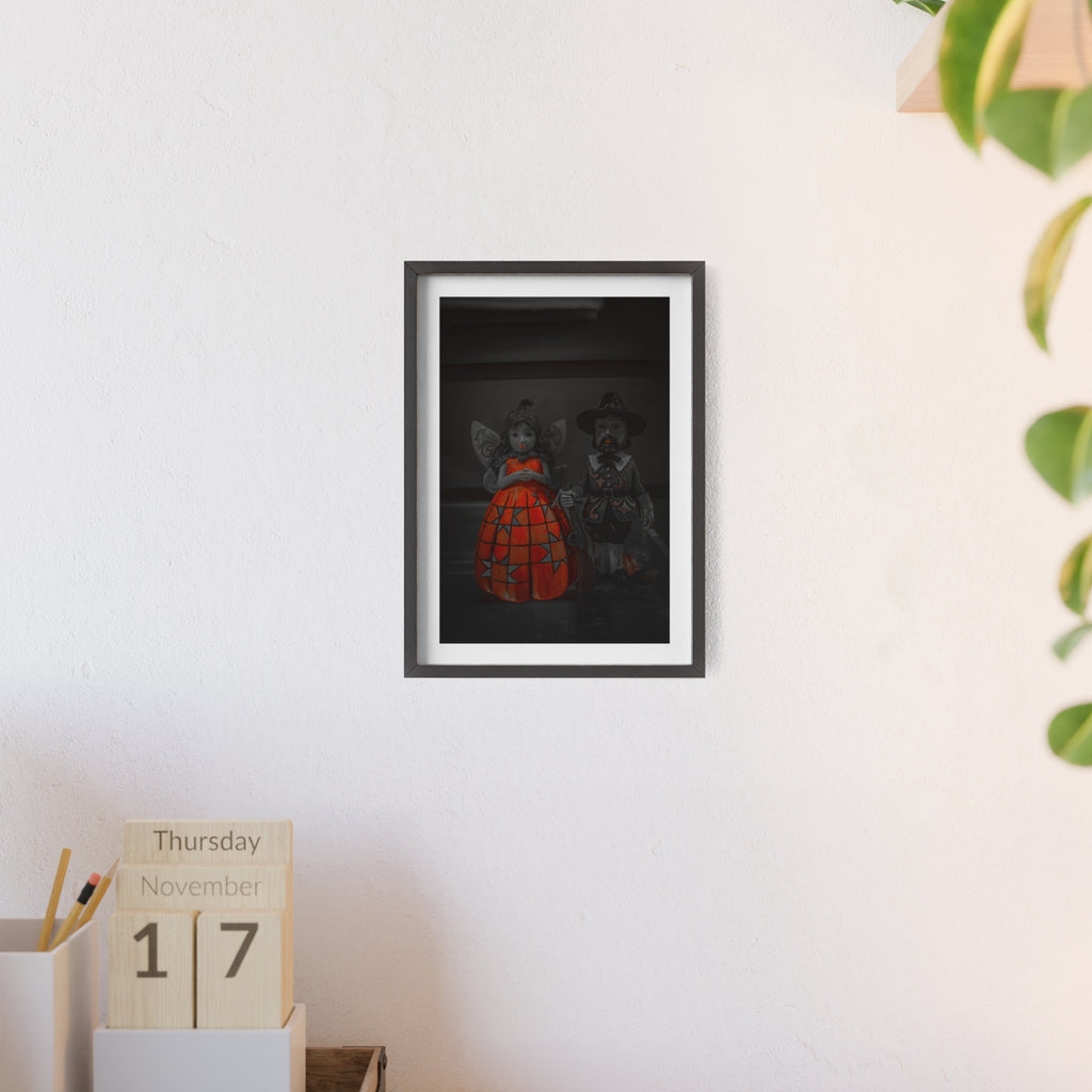 Halloween Doll Poster with Wooden Frame — Orange Pumpkin Dress Décor