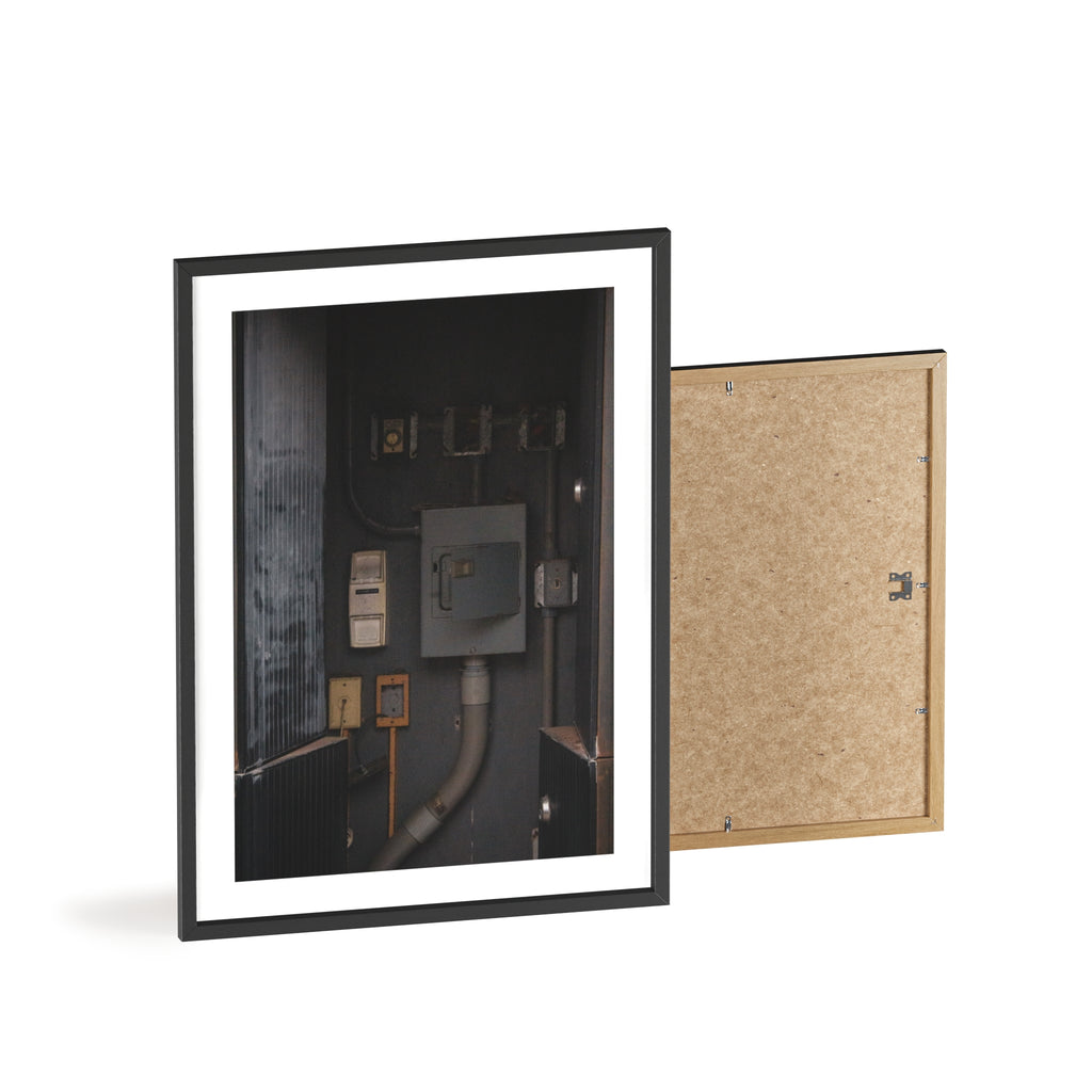 Industrial Electrical Box Poster with Wooden Frame — Urban Utility Wall Art