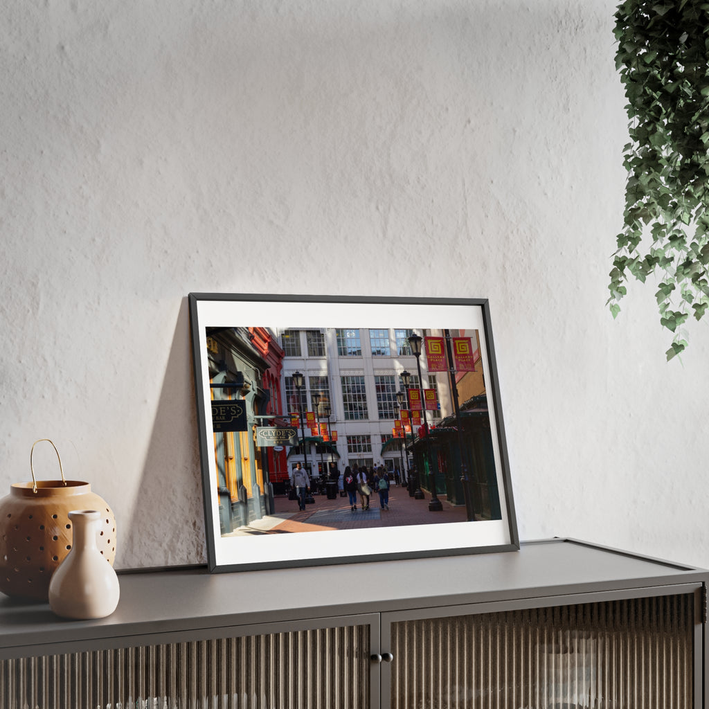 Framed Street Scene Poster – Urban Alleyway Print with Wooden Frame