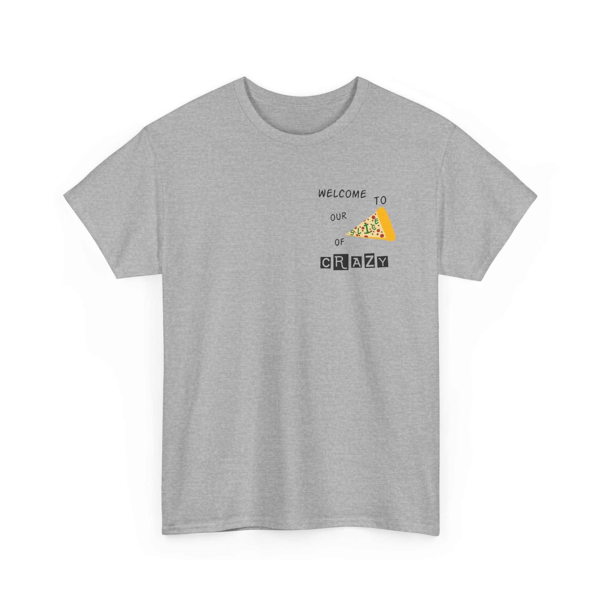 Pizza Slice Graphic Tee — "Welcome to Our Crew" Minimalist White T-Shirt