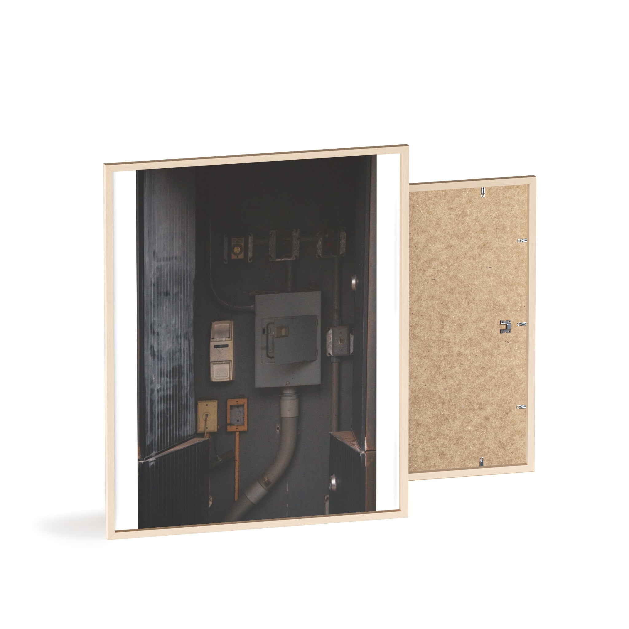 Industrial Electrical Box Poster with Wooden Frame — Urban Utility Wall Art
