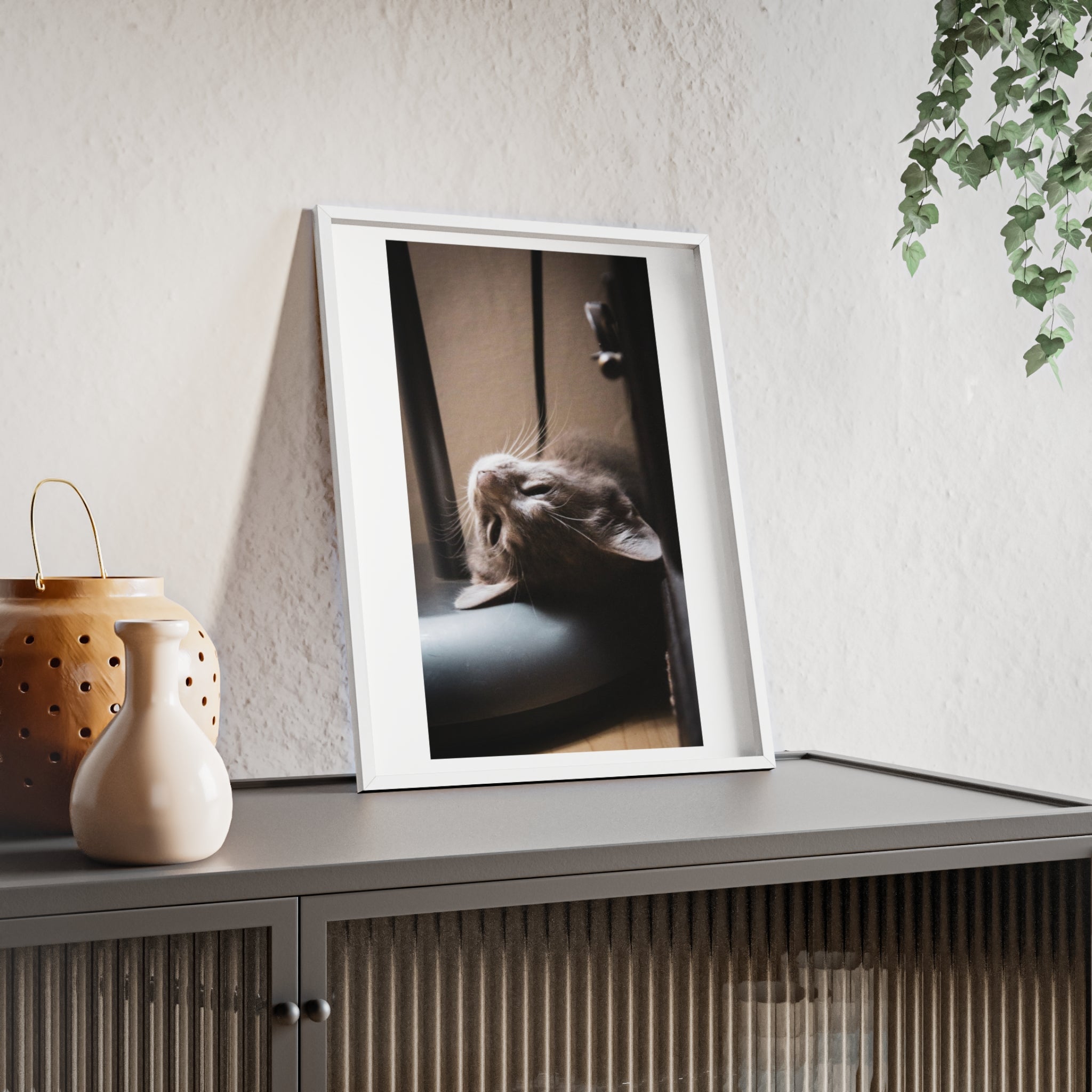 Framed Cat Photo Poster — Relaxing Nap Wall Art