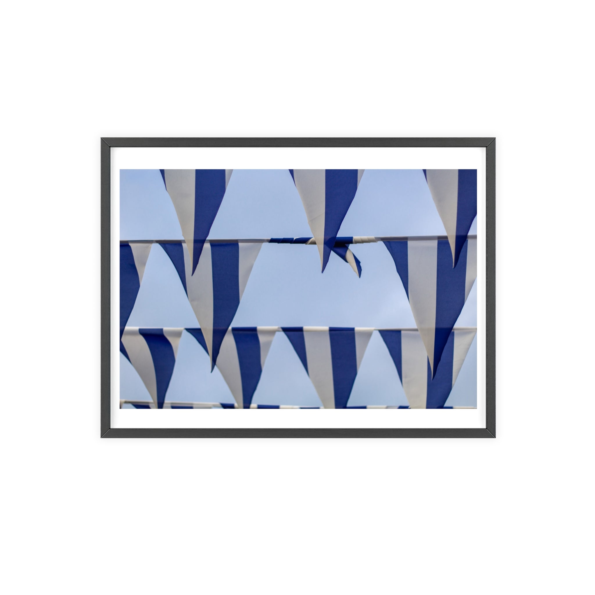 Abstract Blue Geometry Poster with Wooden Frame