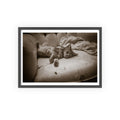Sepia Cat Photo Poster with Wooden Frame — Vintage Wall Art for Cat Lovers