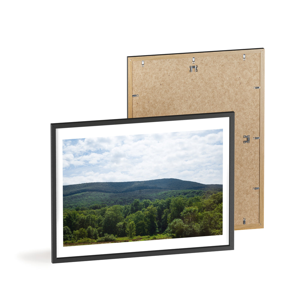 Framed Mountain Landscape Poster — Scenic Forest Hills Wall Art
