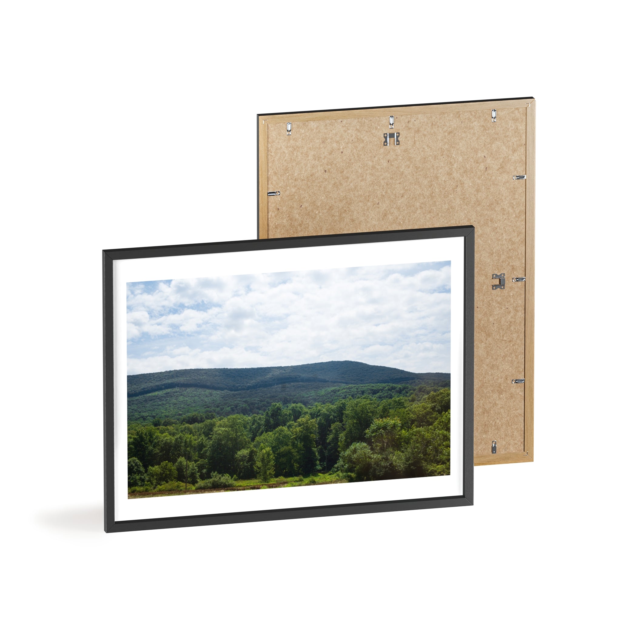 Framed Mountain Landscape Poster — Scenic Forest Hills Wall Art