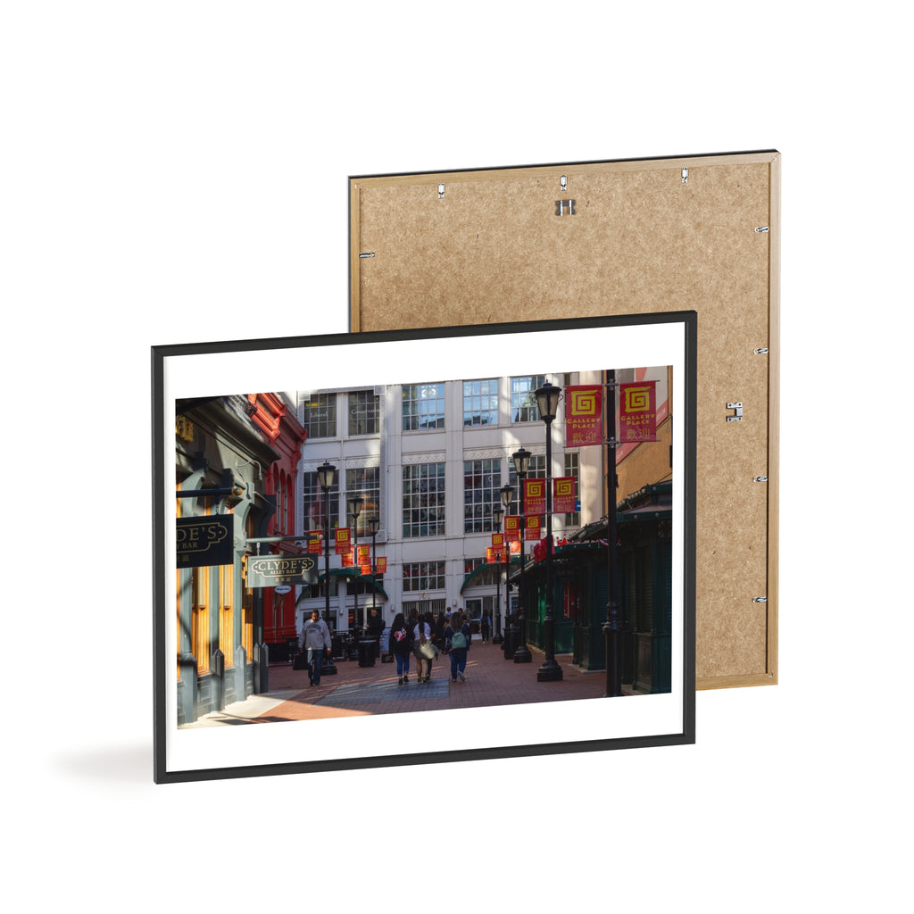 Framed Street Scene Poster – Urban Alleyway Print with Wooden Frame