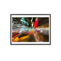 Abstract City Lights Poster with Wooden Frame – Neon Street Photography Wall Art