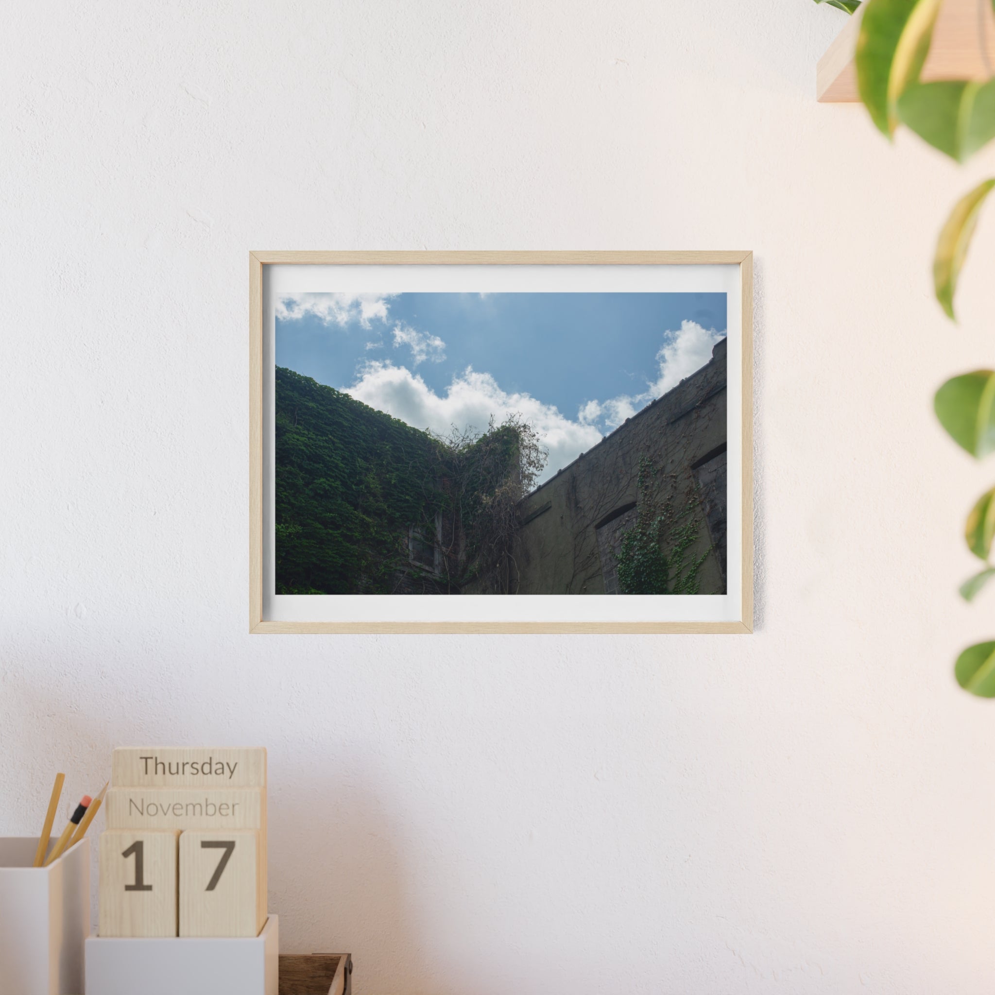 Framed Landscape Photo Poster — Sky & Ruins Wooden Frame Wall Art