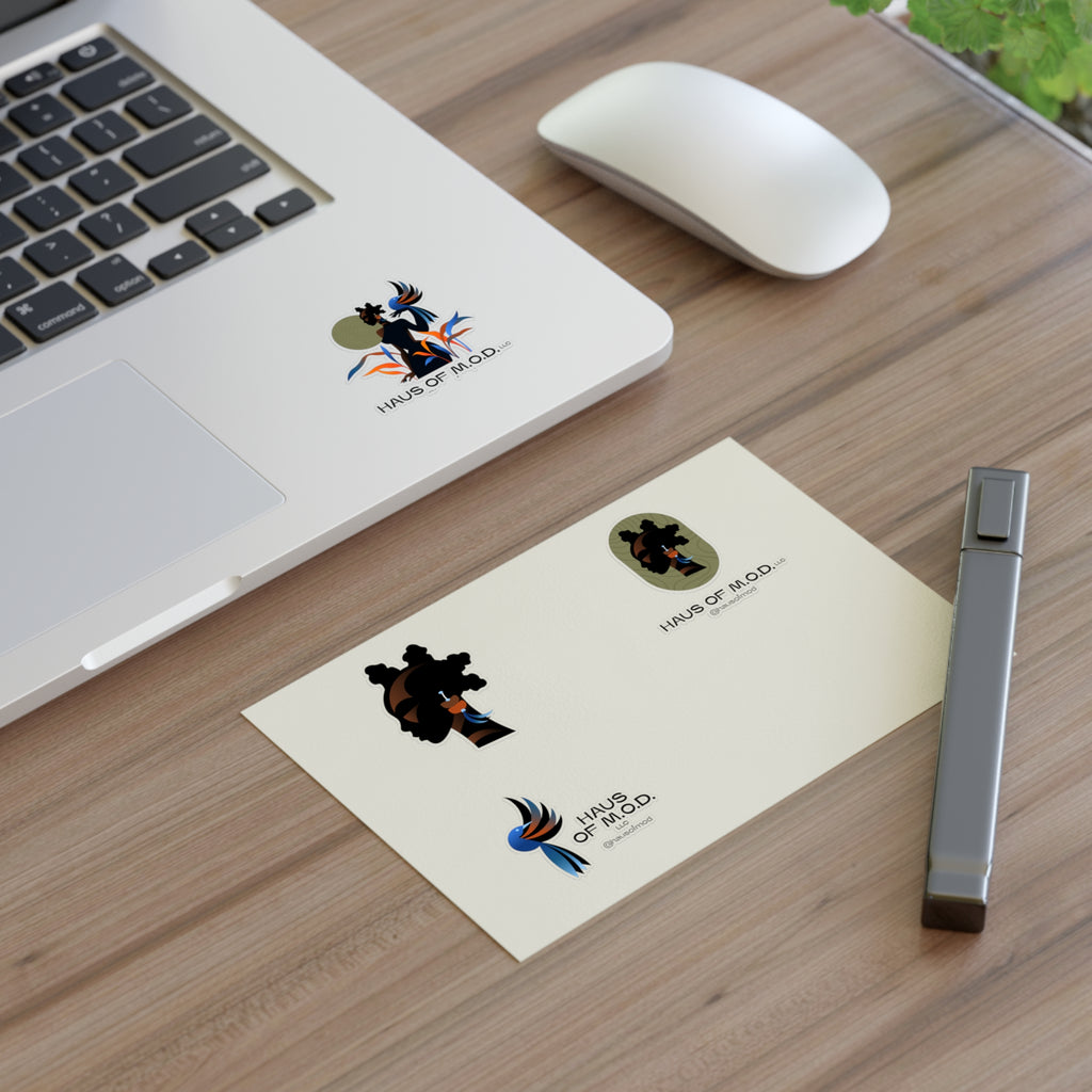 Haus of M.O.D. Afrocentric Art Sticker Sheet — Black Hair Silhouette & Logo Stickers