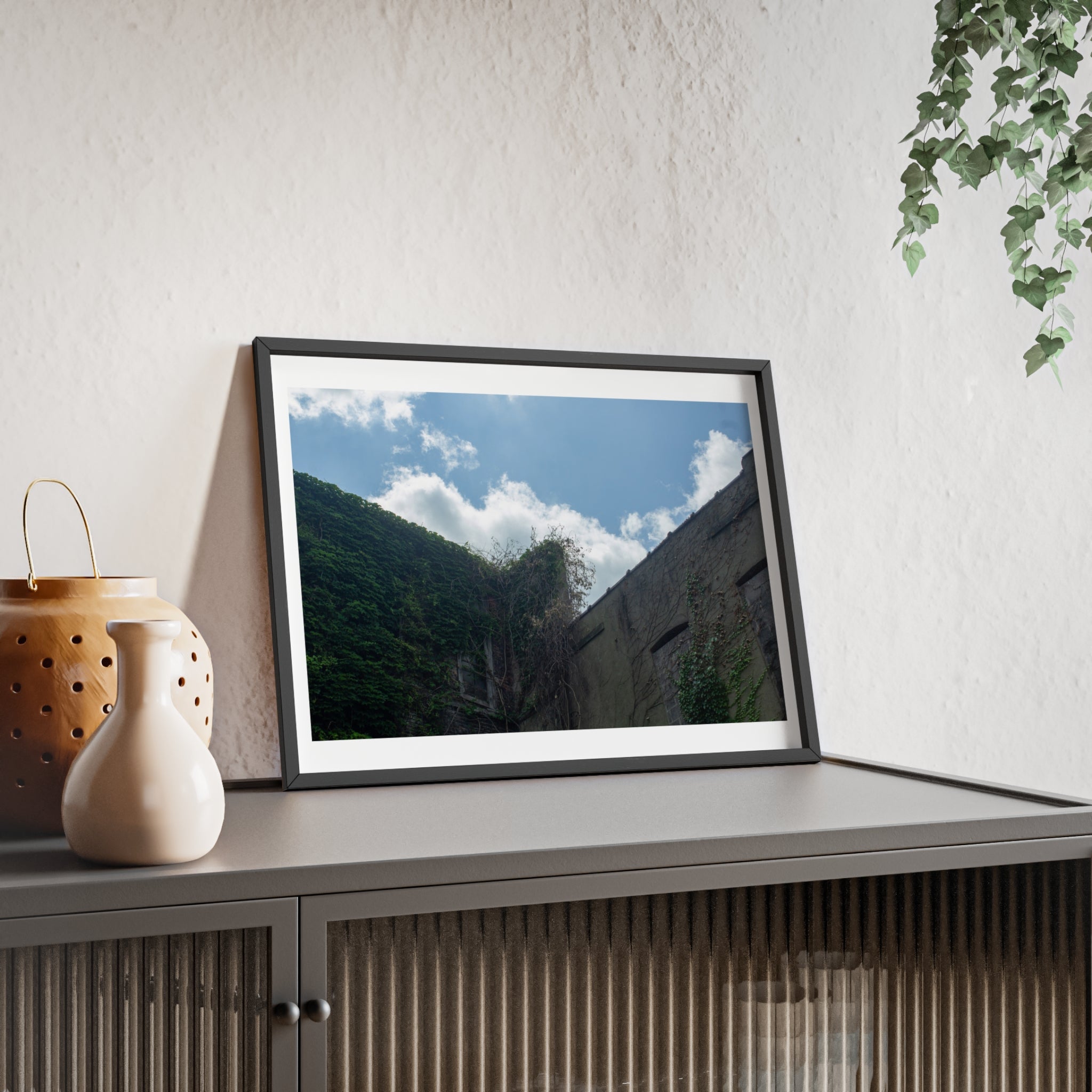 Framed Landscape Photo Poster — Sky & Ruins Wooden Frame Wall Art