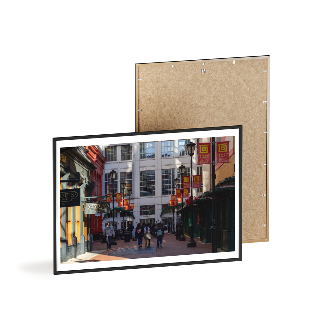 Framed Street Scene Poster – Urban Alleyway Print with Wooden Frame