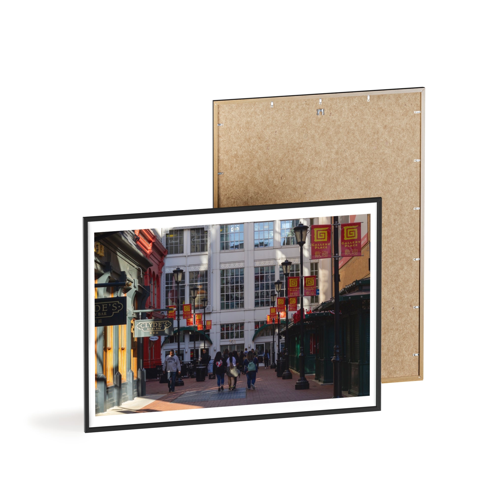 Framed Street Scene Poster – Urban Alleyway Print with Wooden Frame