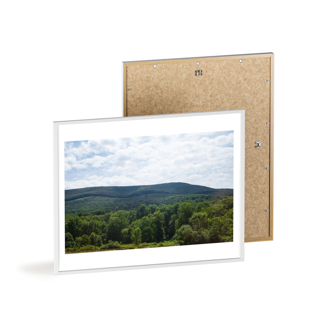 Framed Mountain Landscape Poster — Scenic Forest Hills Wall Art