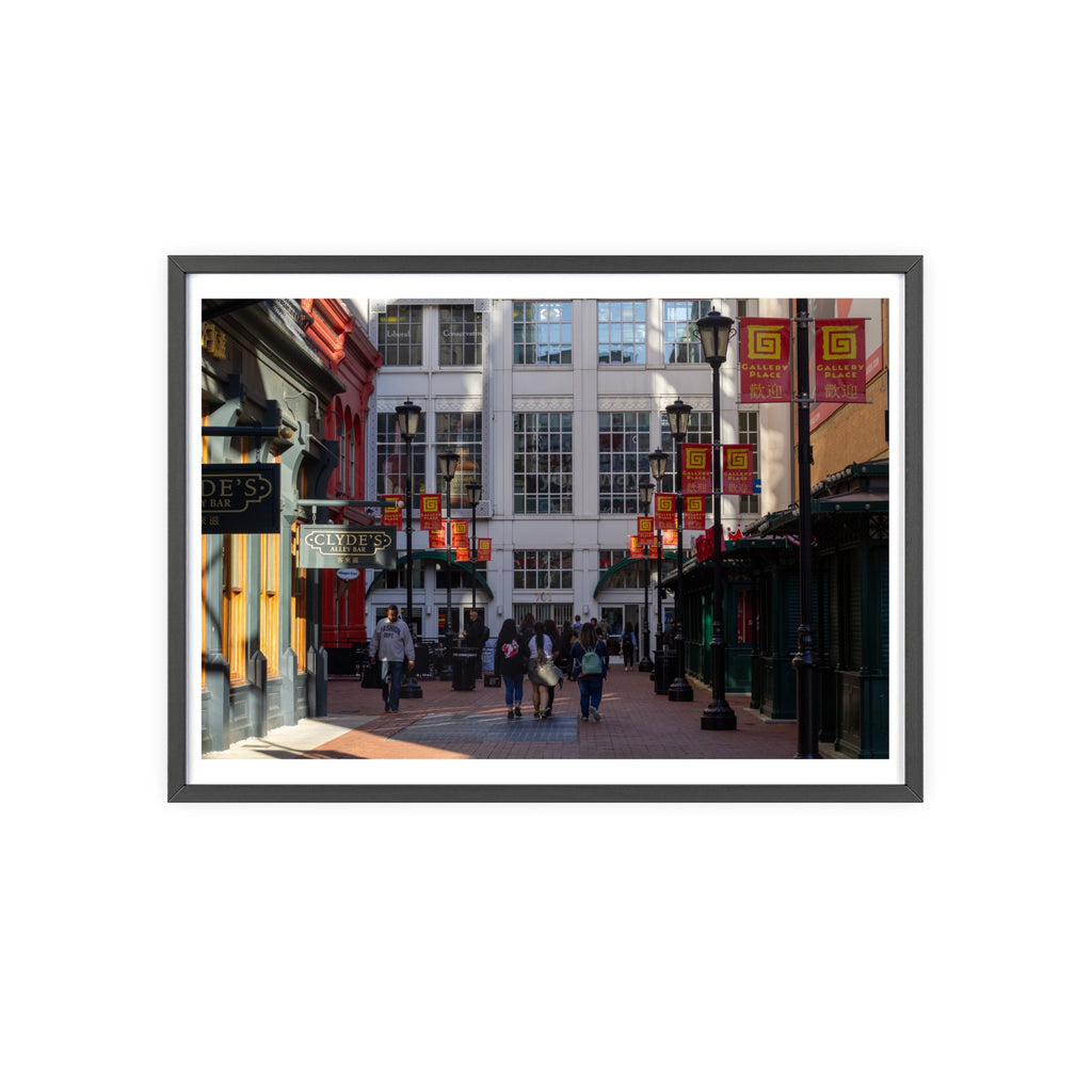 Framed Street Scene Poster – Urban Alleyway Print with Wooden Frame