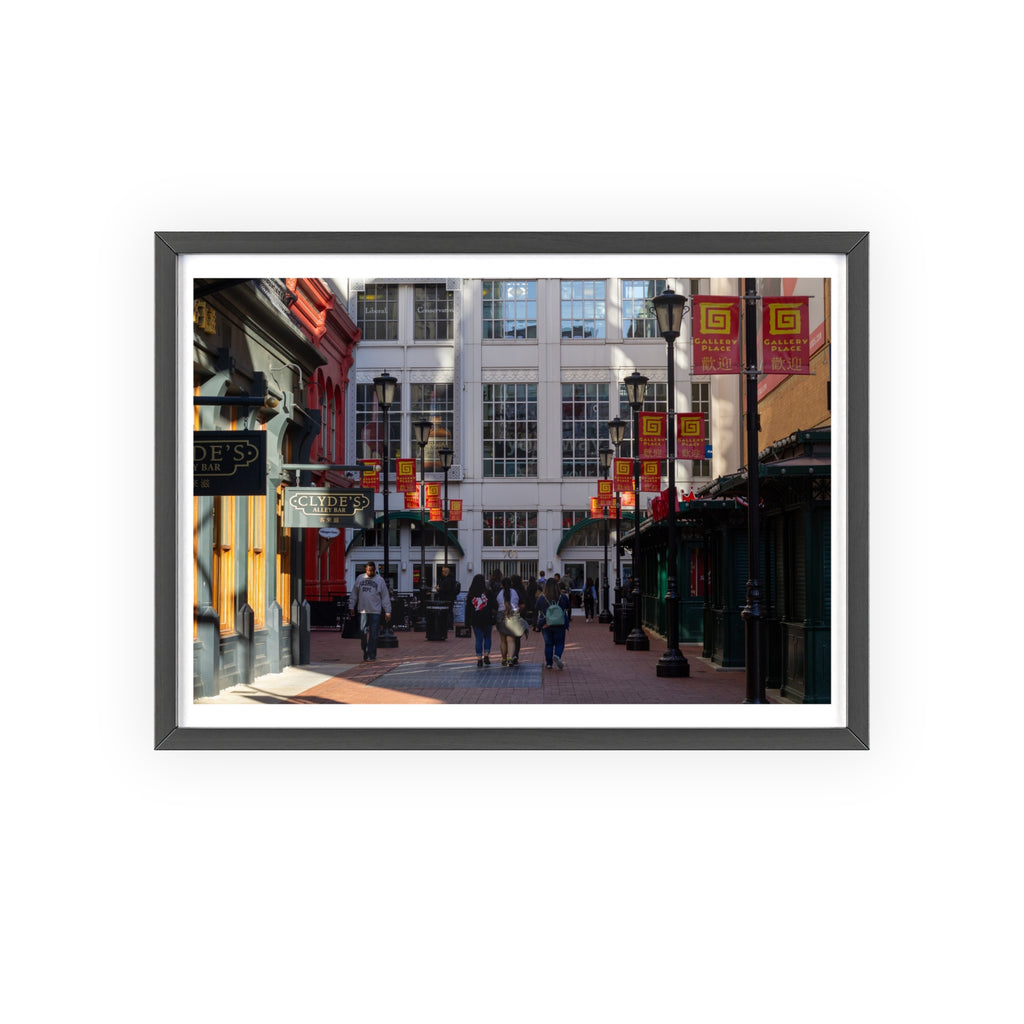 Framed Street Scene Poster – Urban Alleyway Print with Wooden Frame