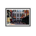Framed Street Scene Poster – Urban Alleyway Print with Wooden Frame