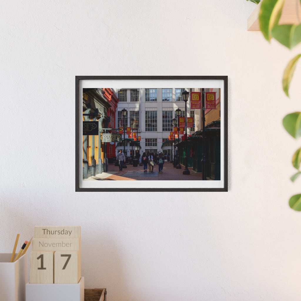 Framed Street Scene Poster – Urban Alleyway Print with Wooden Frame