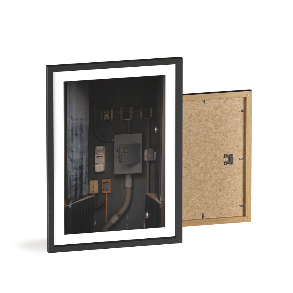 Industrial Electrical Box Poster with Wooden Frame — Urban Utility Wall Art