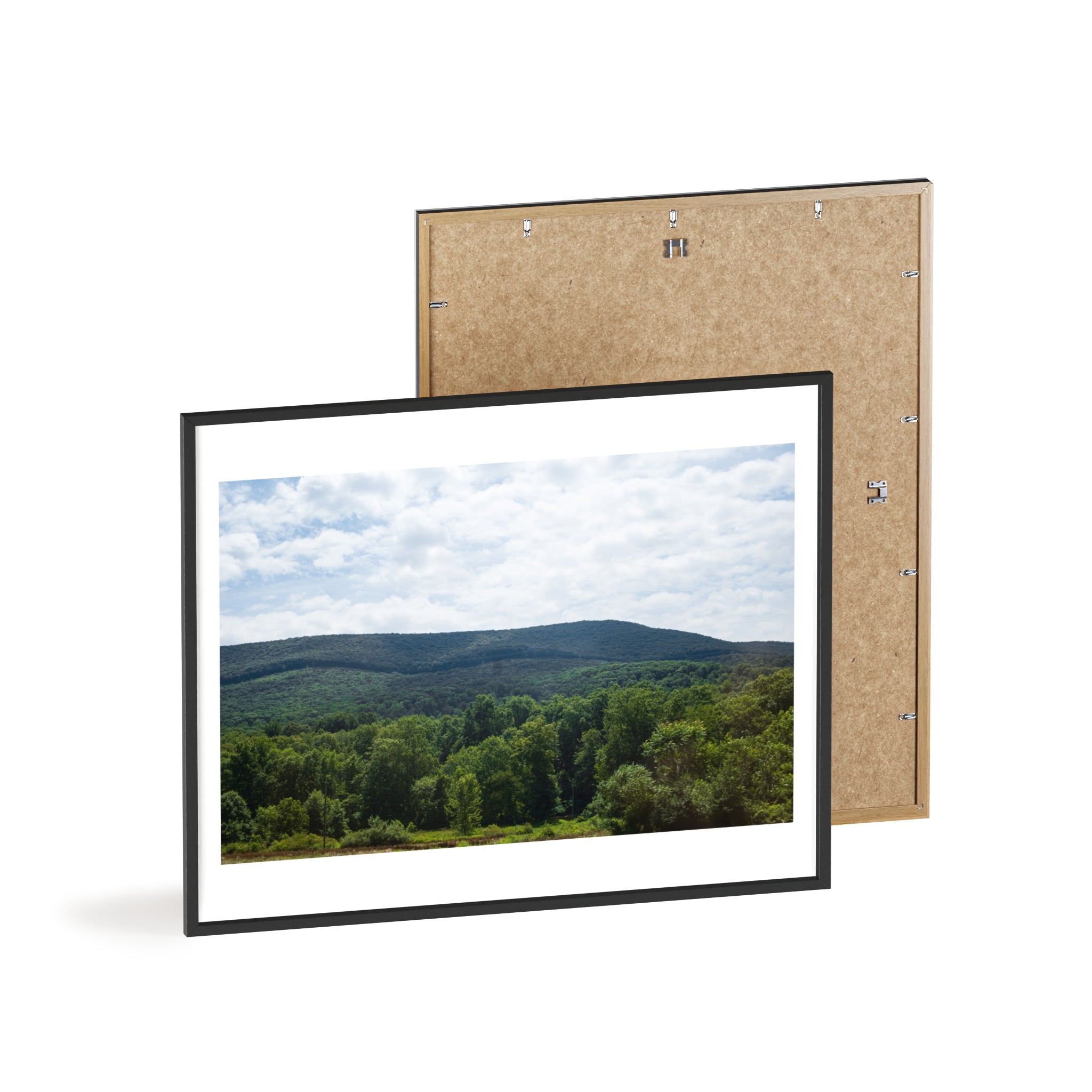 Framed Mountain Landscape Poster — Scenic Forest Hills Wall Art