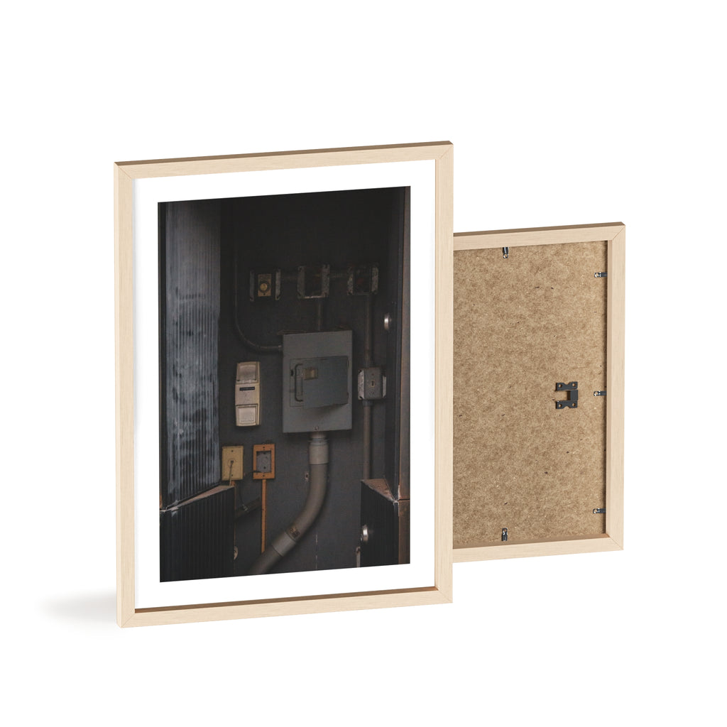 Industrial Electrical Box Poster with Wooden Frame — Urban Utility Wall Art