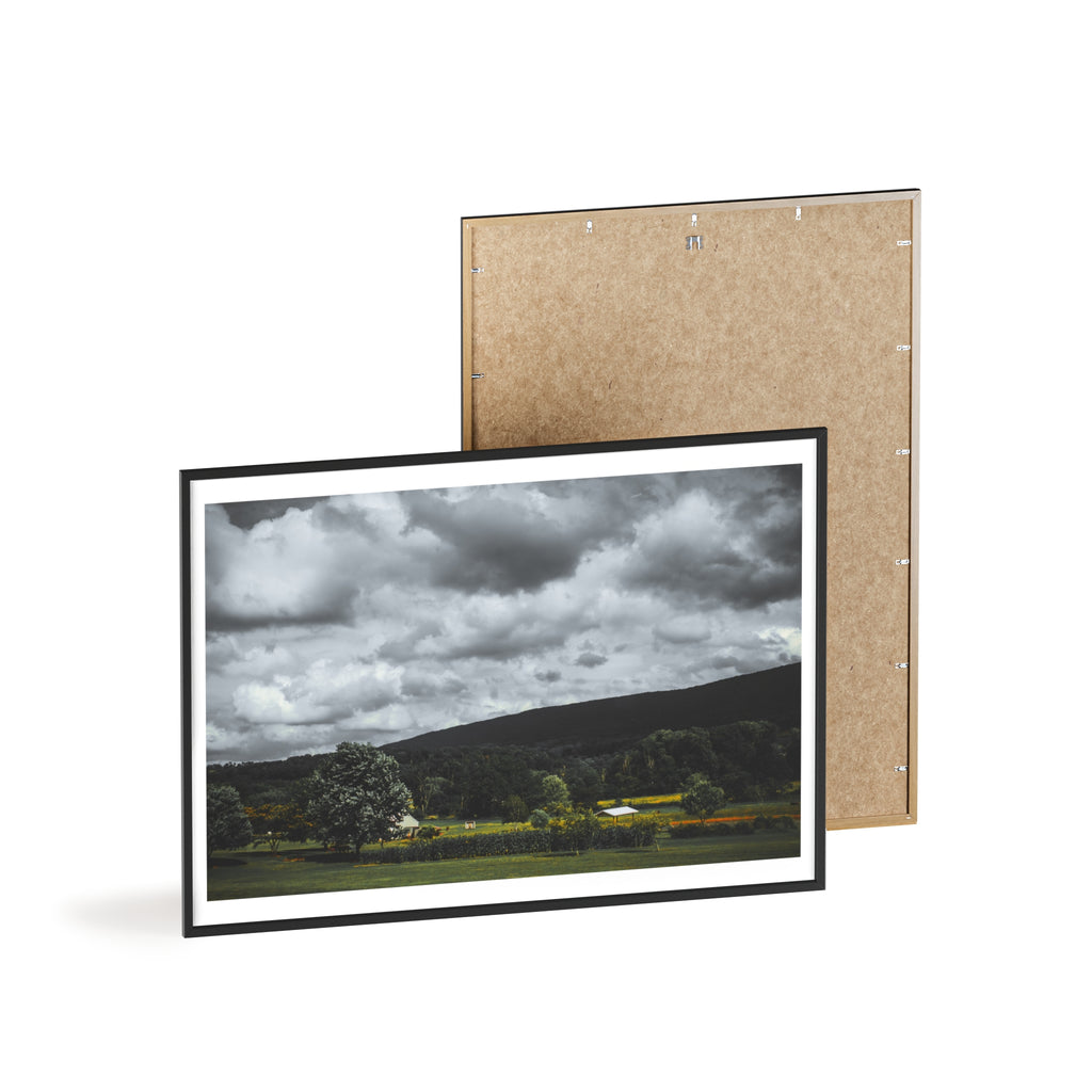 Framed Landscape Poster — Moody Countryside Wall Art with Wooden Frame