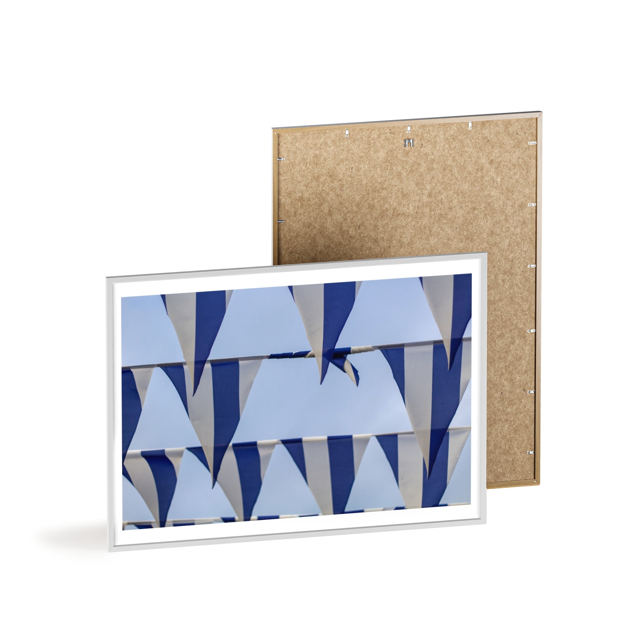 Abstract Blue Geometry Poster with Wooden Frame