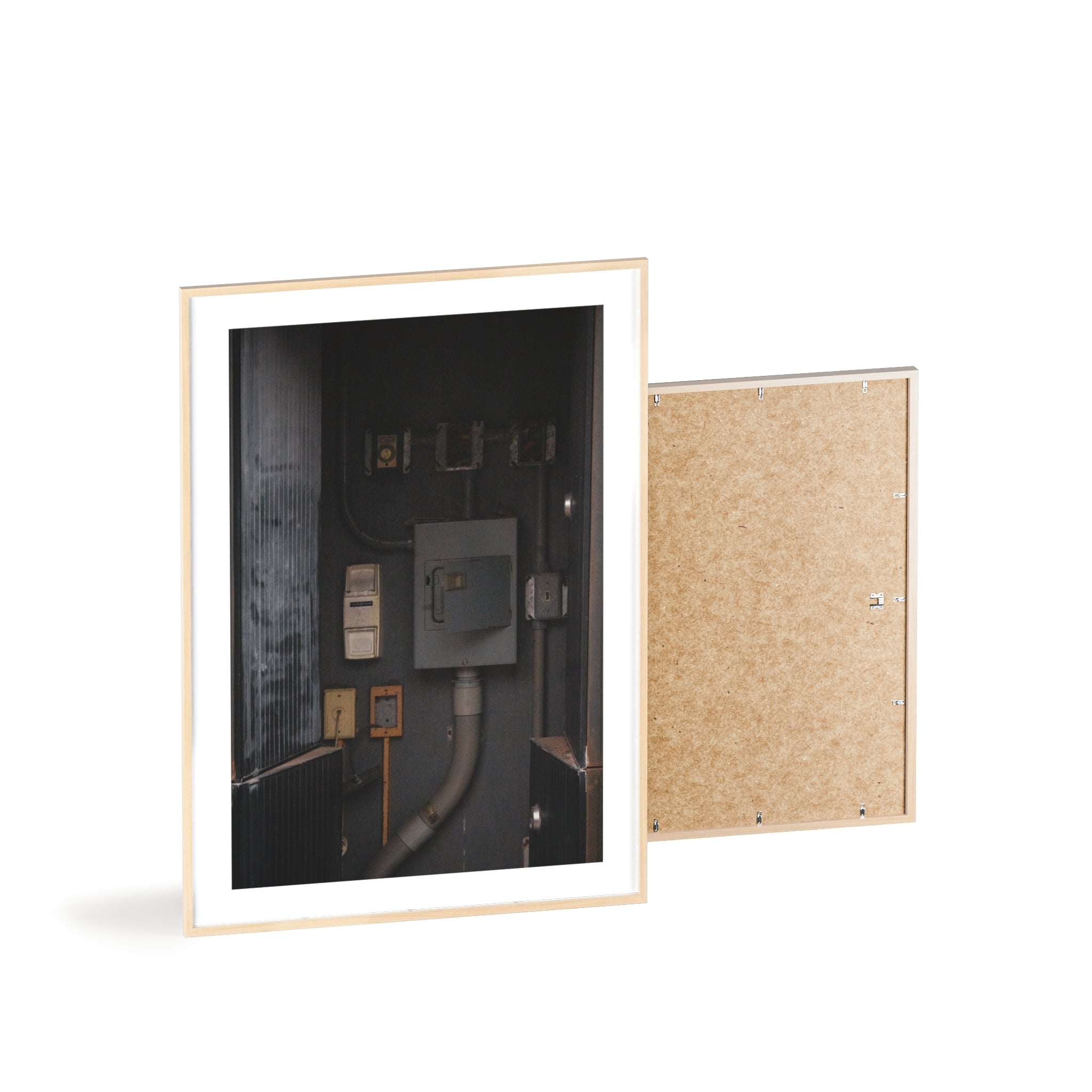 Industrial Electrical Box Poster with Wooden Frame — Urban Utility Wall Art