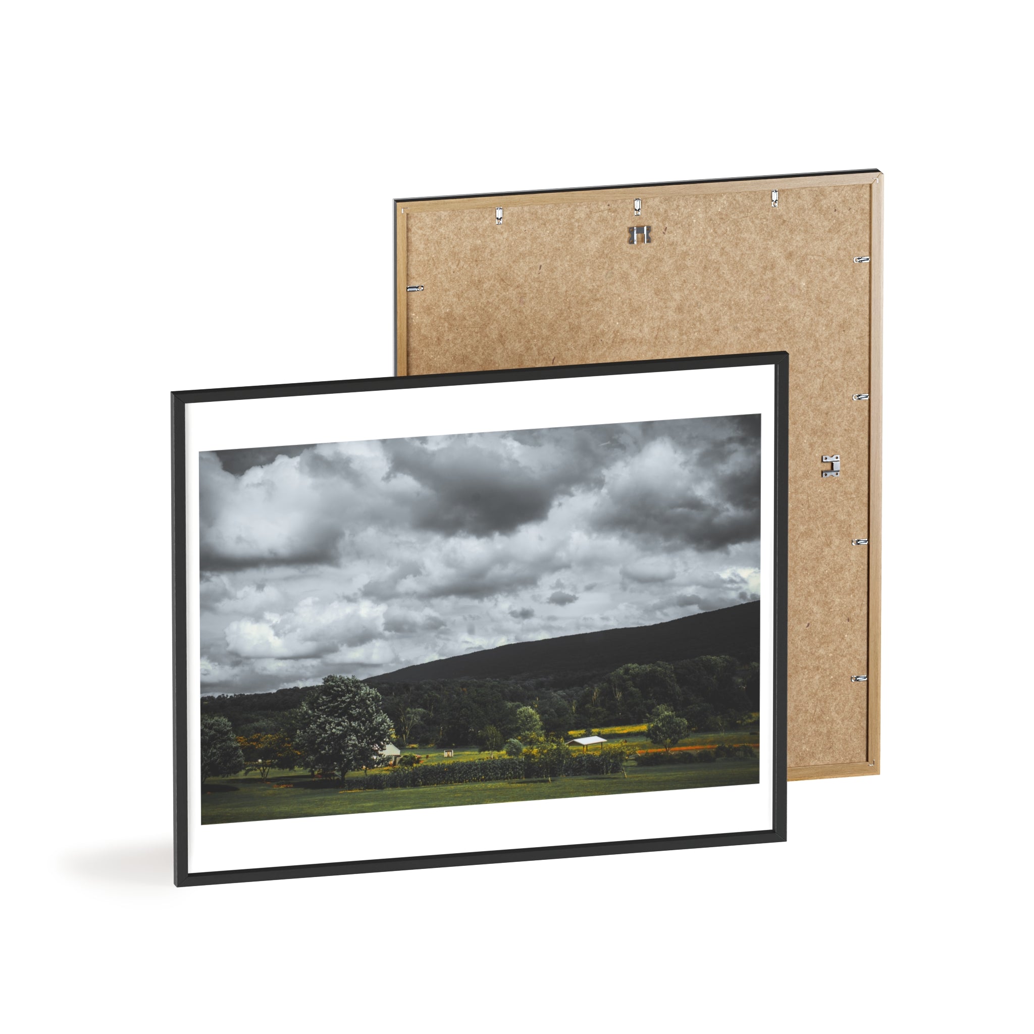 Framed Landscape Poster — Moody Countryside Wall Art with Wooden Frame