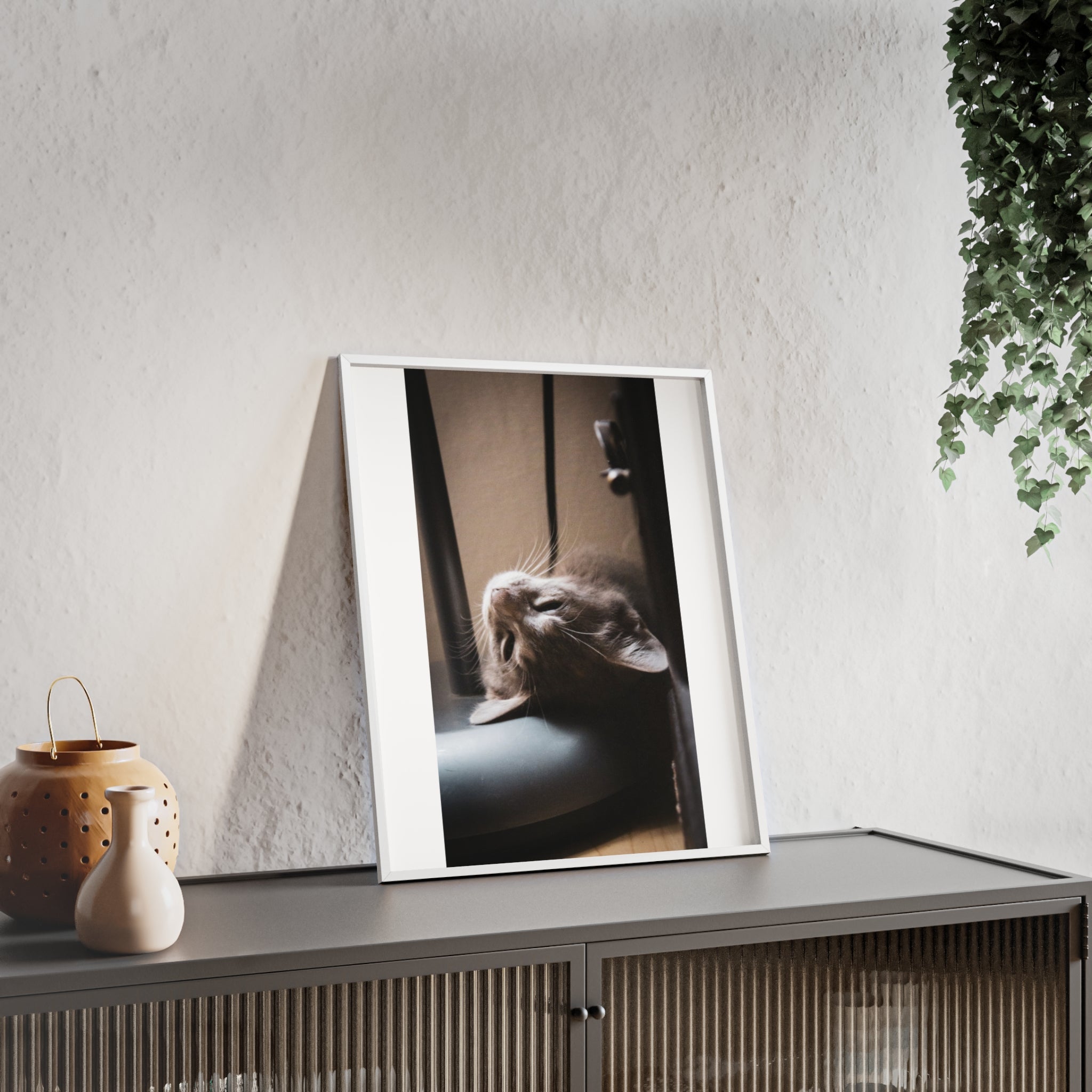 Framed Cat Photo Poster — Relaxing Nap Wall Art