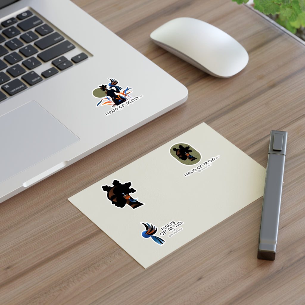 Haus of M.O.D. Afrocentric Art Sticker Sheet — Black Hair Silhouette & Logo Stickers