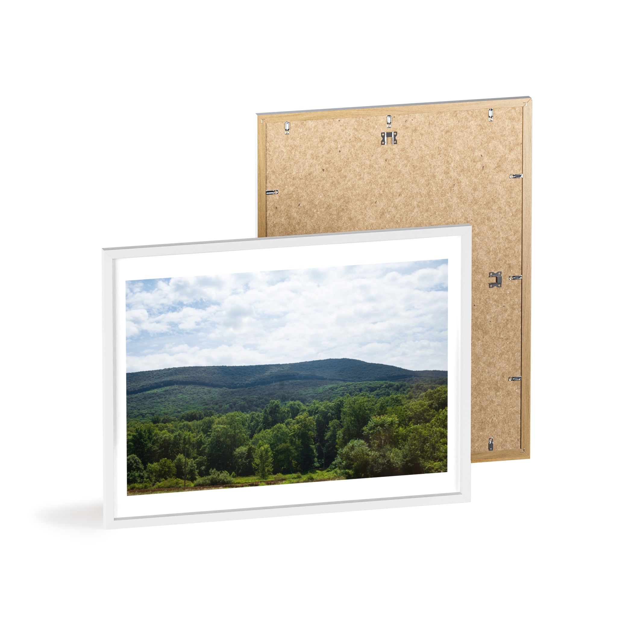 Framed Mountain Landscape Poster — Scenic Forest Hills Wall Art