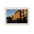 Framed Urban Rowhouse Print — Golden Hour City Street Wall Art Poster
