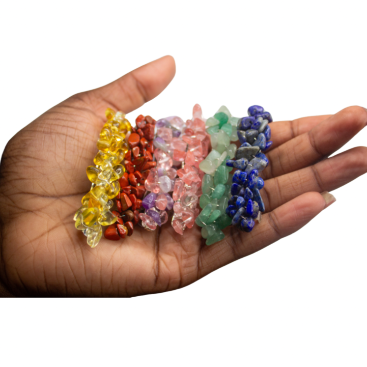 Six crystal wrapped french barrettes, Yellow Jade, Red Jasper, Amethyst, Rose Quartz, Green Aventurine, Lapis Lazuli